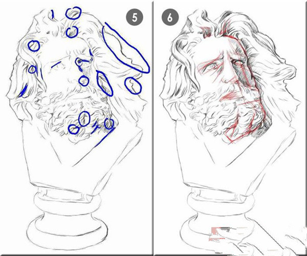 超詳細的馬賽素描石膏頭像步驟