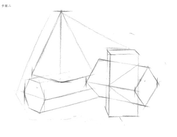 幾何體結(jié)構(gòu)素描教程：三棱錐，六面棱體組合寫生步驟